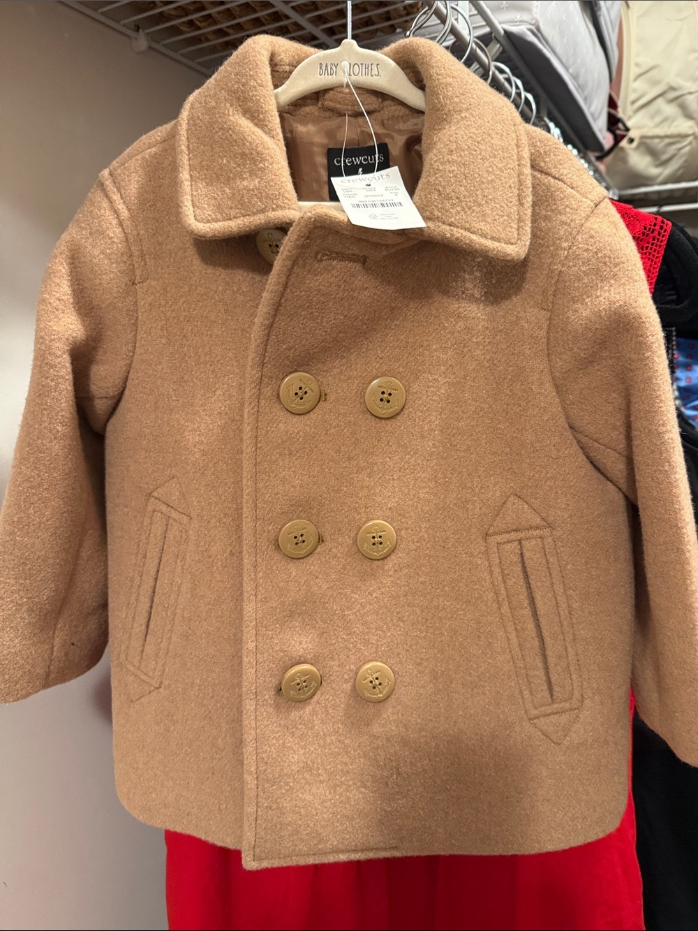 Crewcuts Kids Camel Brown Double-Breasted Pea Coat